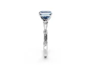 Solitaire Engagement Ring Setting for Fancy Blue Asscher Cut Center with Bezel Station Band and Prong Head in Platinum