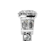 Channel-Set Engagement Ring Setting for Radiant Cut Center with Baguette Band and Prong Head in White Gold