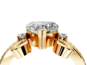 Solitaire Engagement Ring Setting for Heart-Shaped Center with Twisted Band and Scroll Prong Head in Yellow Gold