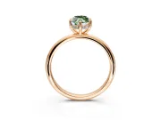 Hidden Halo Engagement Ring Setting for Fancy Green Marquise Center with Thin Round-Wire Band and Prong Head in Rose Gold