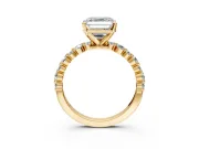 Solitaire Engagement Ring Setting for Asscher Cut Center with Alternating Size Accents and Prong Head in Yellow Gold