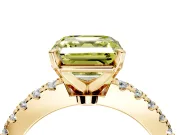 Solitaire Engagement Ring Setting for Fancy Yellow Asscher Cut Center with Single Row Accent Band and Prong Head in Yellow Gold
