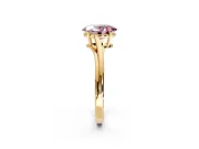 Solitaire Engagement Ring Setting for Fancy Pink Oval Center with Plain Bypass Twist Band and Prong Head in Yellow Gold