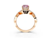 Halo Engagement Ring Setting for Fancy Pink Cushion Cut Center with Pave Infinity Twist Band and Prong Head in Rose Gold