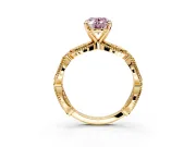 Solitaire Engagement Ring Setting for Fancy Pink Oval Center with Marquise Panel Band and Prong Head in Yellow Gold
