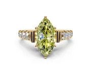 Solitaire Engagement Ring Setting for Fancy Yellow Marquise Center with Pave Cathedral Shoulders and Prong Head in Yellow Gold
