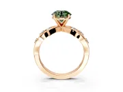Solitaire Engagement Ring Setting for Fancy Green Round Cut Center with Criss-Cross Accent Band and Prong Head in Rose Gold