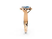 Halo Engagement Ring Setting for Fancy Blue Pear-Shaped Center with Square Band and Prong Head in Rose Gold
