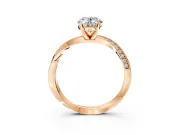 Side Accent Engagement Ring Setting for Oval Center with Accent Shoulders and Prong Head in Rose Gold