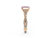 Solitaire Engagement Ring Setting for Fancy Pink Radiant Cut Center with Twisted Pave Split Shank and Prong Head in Rose Gold