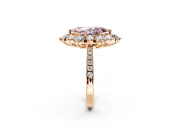 Floral Halo Engagement Ring Setting for Fancy Pink Marquise Center with Pave Accents and Prong Head in Rose Gold