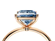 Solitaire Engagement Ring Setting for Fancy Blue Princess Cut Center with Straight Thin Band and Prong Head in Rose Gold