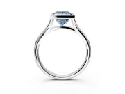 Solitaire Engagement Ring Setting for Fancy Blue Princess Cut Center with V Split Shank and Bezel Head in Platinum