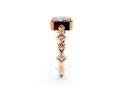 Milgrain Bezel Engagement Ring Setting for Radiant Cut Center with Marquise Stations and Bezel Head in Rose Gold
