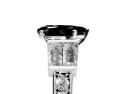 Channel-Set Engagement Ring Setting for Fancy Black Pear-Shaped Center with Baguette Band and Prong Head in White Gold