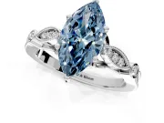 Solitaire Engagement Ring Setting for Fancy Blue Marquise Center with Marquise and Bezel Accents and Prong Head in Platinum
