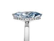 Hidden Halo Engagement Ring Setting for Fancy Blue Marquise Center with Plain Band and Tall Prong Head in Sterling Silver