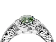 Milgrain Halo Engagement Ring Setting for Fancy Green Marquise Center with Pave Band and Prong Head in White Gold