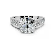 Solitaire Engagement Ring Setting for Round Cut Center with Cathedral Channel Band and Prong Head in Platinum