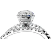 Solitaire Engagement Ring Setting for Radiant Cut Center with Woven 3-Strand Pave Band and Prong Head in Sterling Silver