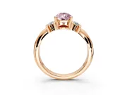 Solitaire Engagement Ring Setting for Fancy Pink Pear-Shaped Center with Grooved Bar Accent Band and Prong Head in Rose Gold