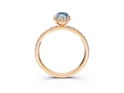 Hidden Halo Engagement Ring Setting for Fancy Blue Marquise Center with Pave Band and Prong Head in Rose Gold
