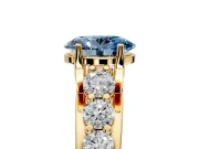 Solitaire Engagement Ring Setting for Fancy Blue Oval Center with Graduated Shared Prongs and Prong Head in Yellow Gold