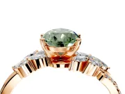 Solitaire Engagement Ring Setting for Fancy Green Pear-Shaped Center with Marquise Accent Twist Band and Prong Head in Rose Gold