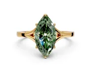 Solitaire Engagement Ring Setting for Fancy Green Marquise Center with Plain Split Shank and Prong Head in Yellow Gold