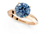 Solitaire Engagement Ring Setting for Fancy Blue Round Cut Center with Wide Knife Ridge Band and Prong Head in Rose Gold
