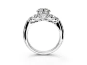 Cluster Engagement Ring Setting for Round Cut Center with Round Cut Accent Frame and Prong Head in Platinum