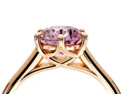 Solitaire Engagement Ring Setting for Fancy Pink Round Cut Center with Cathedral Band and Prong Head in Rose Gold