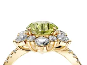 Floral Halo Engagement Ring Setting for Fancy Yellow Round Cut Center with Pave Accents and Prong Head in Yellow Gold