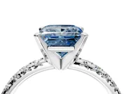 Solitaire Engagement Ring Setting for Fancy Blue Princess Cut Center with Large Accents and Prong Head in Platinum