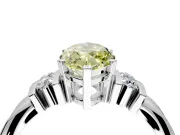 Solitaire Engagement Ring Setting for Fancy Yellow Marquise Center with Grooved Bar Accent Band and Prong Head in Sterling Silver