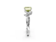 Floral Engagement Ring Setting for Fancy Yellow Asscher Cut Center with Trailing Marquise Accents and Prong Head in Platinum