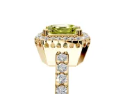 Halo Engagement Ring Setting for Fancy Yellow Asscher Cut Center with Inner Milgrain Border and Prong Head in Yellow Gold