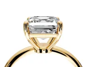 Minimalist Solitaire Engagement Ring Setting for Asscher Cut Center with Thin Band and Prong Head in Yellow Gold