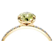 Solitaire Engagement Ring Setting for Fancy Yellow Pear-Shaped Center with Pave Accents and Prong Head in Yellow Gold