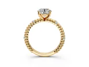 Rope Engagement Ring Setting for Round Cut Center with Accent Shoulders and Prong Head in Yellow Gold