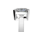 Solitaire Engagement Ring Setting for Emerald Cut Center with Plain Band and Flat Tab Prong Head in Platinum