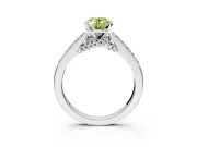 Solitaire Engagement Ring Setting for Fancy Yellow Oval Center with Crossover Accents and Prong Head in Platinum