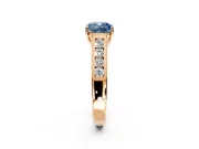 Solitaire Engagement Ring Setting for Fancy Blue Cushion Cut Center with Round Cut Channel Band and Prong Head in Rose Gold