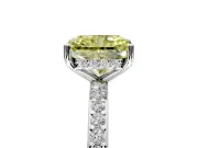 Solitaire Engagement Ring Setting for Fancy Yellow Radiant Cut Center with Fine Pave Band and Prong Head in Platinum