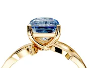Solitaire Engagement Ring Setting for Fancy Blue Radiant Cut Center with Pave and Plain Crossover Band and Prong Head in Yellow Gold