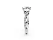Solitaire Engagement Ring Setting for Oval Center with Half-Pave Crossover Band and Prong Head in Platinum