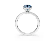Solitaire Engagement Ring Setting for Fancy Blue Round Cut Center with Thin Rounded Plain Band and Prong Head in Platinum