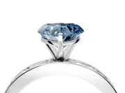 Solitaire Engagement Ring Setting for Fancy Blue Heart-Shaped Center with Channel Baguette Band and Prong Head in Platinum