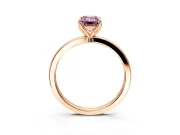 Solitaire Engagement Ring Setting for Fancy Pink Emerald Cut Center with Thin Rounded Plain Band and Prong Head in Rose Gold