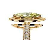 Milgrain Halo Engagement Ring Setting for Fancy Yellow Marquise Center with Three-Sided Pave Band and Prong Head in Yellow Gold